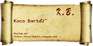 Kocs Bartó névjegykártya